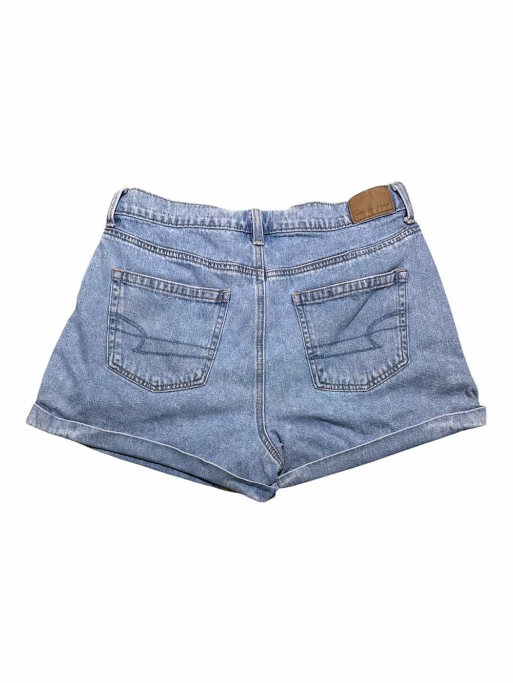 American Eagle Mom Shorts Light Wash Denim Cuffed High Rise Size 8 - Picture 3 of 6
